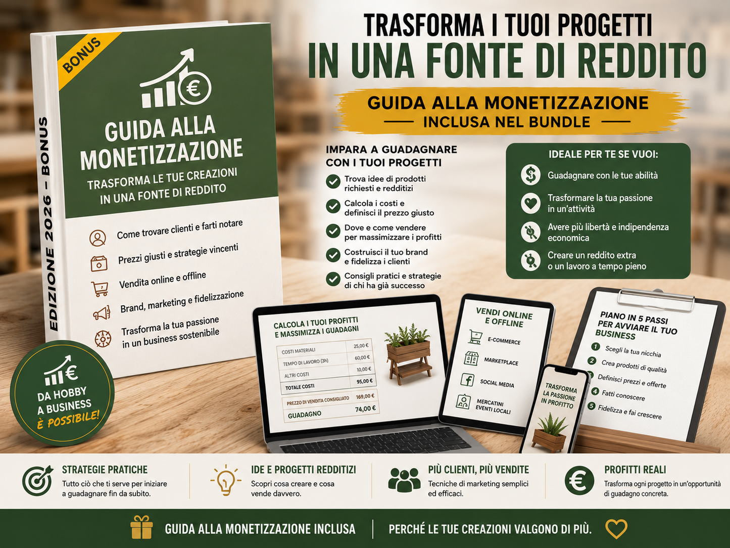 +100 PROGETTI IN LEGNO (3 BONUS INCLUSI)