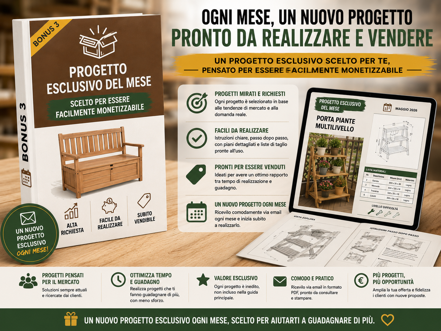 +100 PROGETTI IN LEGNO (3 BONUS INCLUSI)